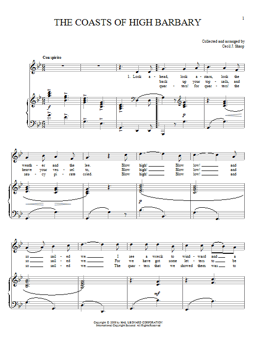 Learn to play Joan Frey Boytim The Coasts Of High Barbary sheet music for Piano, Vocal & Guitar (Right-Hand Melody) in minutes. Joan Frey Boytim The Coasts Of High Barbary sheet music preview music notes and score for Piano, Vocal & Guitar (Right-Hand Melody) including 4 page(s)