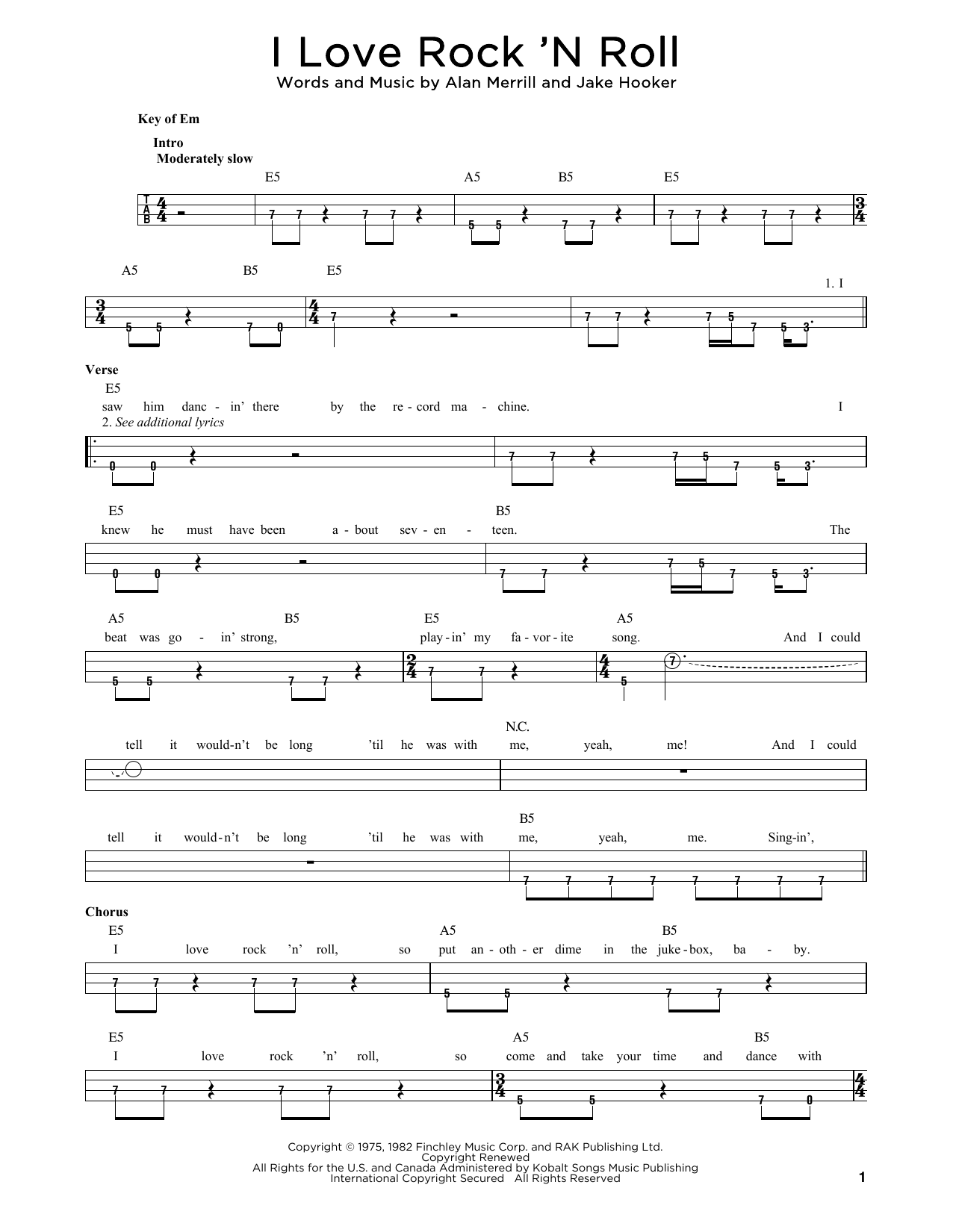 Learn to play Joan Jett & The Blackhearts I Love Rock 'N Roll sheet music for Piano, Vocal & Guitar (Right-Hand Melody) in minutes. Joan Jett & The Blackhearts I Love Rock 'N Roll sheet music notes and chords