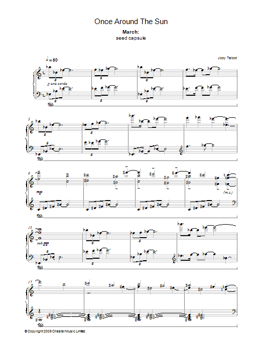 Joby Talbot March (from Once Around The Sun) sheet music preview music notes and score for Piano including 4 page(s)