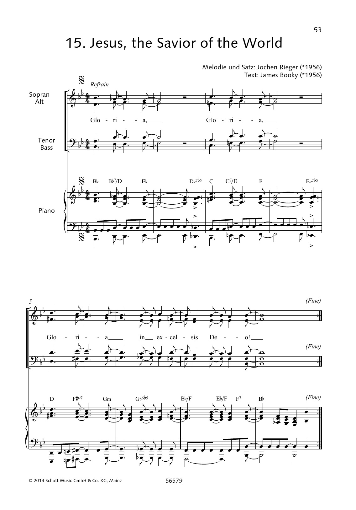 Jochen Rieger Jesus, the Savior of the World sheet music, chords, lyrics - Printable PDF for Choir