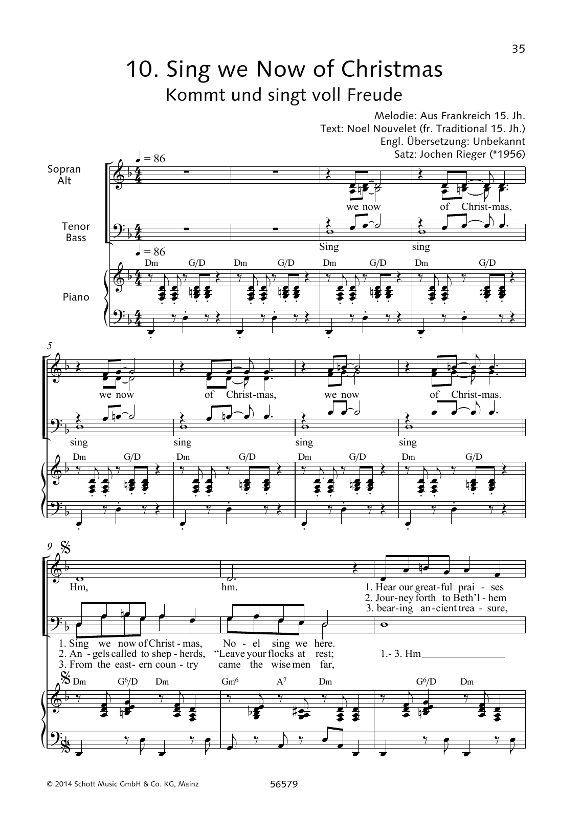 Learn to play Jochen Rieger Sing We Now of Christmas sheet music for Choir in minutes. Jochen Rieger Sing We Now of Christmas sheet music preview music notes and score for Choir including 3 page(s)