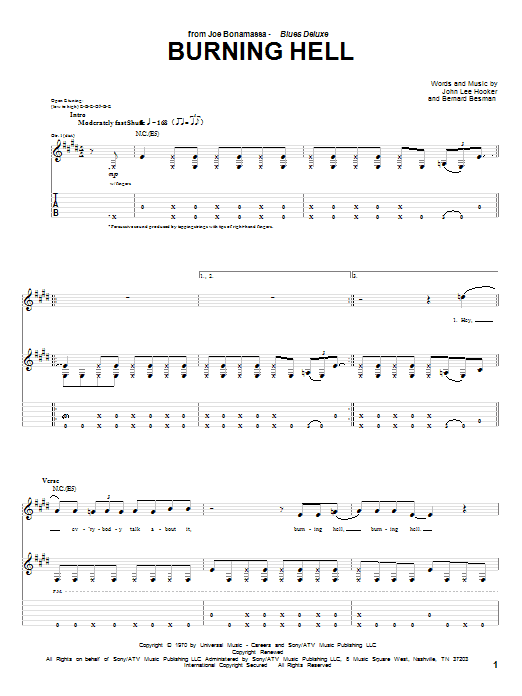 Learn to play Joe Bonamassa Burning Hell sheet music for Guitar Tab in minutes. Joe Bonamassa Burning Hell sheet music preview music notes and score for Guitar Tab including 19 page(s)