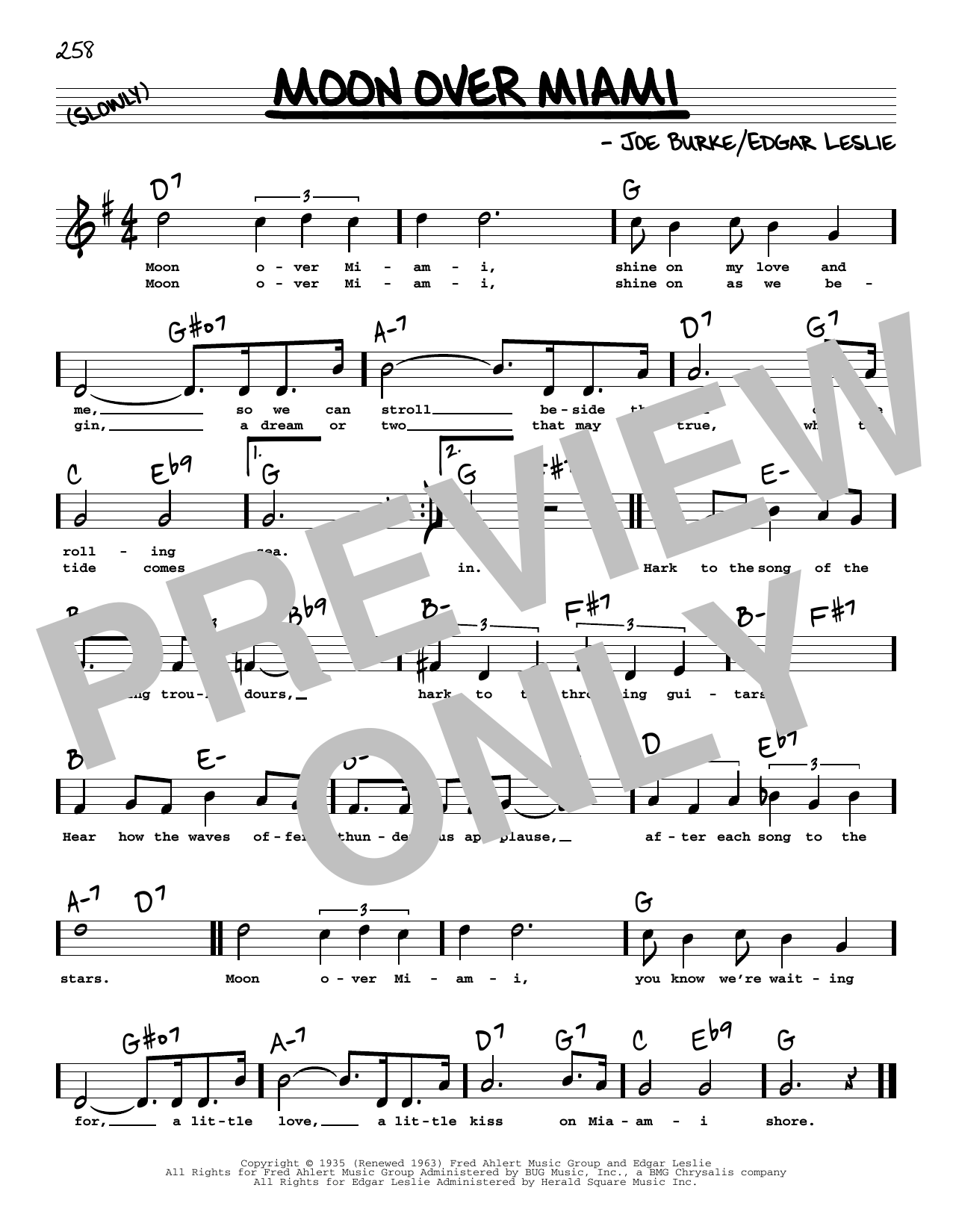 Learn to play Joe Burke Moon Over Miami (High Voice) sheet music for Real Book – Melody, Lyrics & Chords in minutes. Joe Burke Moon Over Miami (High Voice) sheet music preview music notes and score for Real Book – Melody, Lyrics & Chords including 1 page(s)