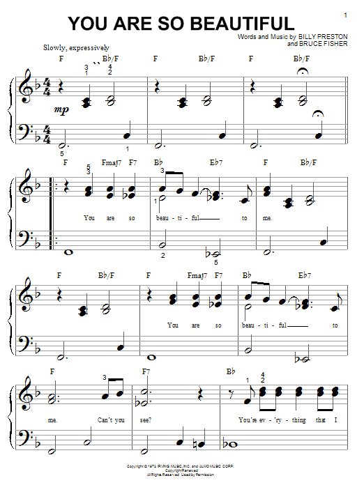 Joe Cocker You Are So Beautiful Sheet Music Download Pdf Score 187602