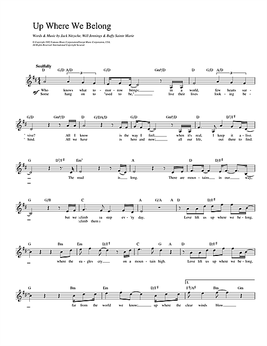 Learn to play Joe Cocker and Jennifer Warnes Up Where We Belong (from An Officer And A Gentleman) sheet music for Alto Saxophone in minutes. Joe Cocker and Jennifer Warnes Up Where We Belong (from An Officer And A Gentleman) sheet music notes and chords