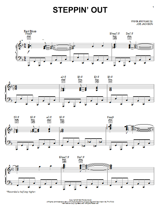 Learn to play Joe Jackson Steppin' Out sheet music for Piano, Vocal & Guitar (Right-Hand Melody) in minutes. Joe Jackson Steppin' Out sheet music notes and chords