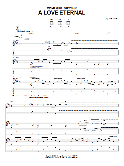 Learn to play Joe Satriani A Love Eternal sheet music for Guitar Tab in minutes. Joe Satriani A Love Eternal sheet music preview music notes and score for Guitar Tab including 13 page(s)