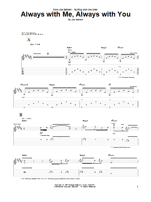 Learn to play Joe Satriani Always With Me, Always With You sheet music for Bass Guitar Tab in minutes. Joe Satriani Always With Me, Always With You sheet music notes and chords
