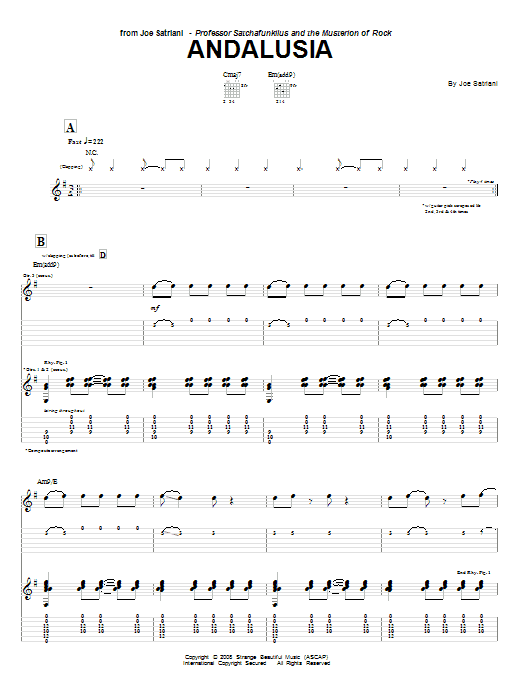 Learn to play Joe Satriani Andalusia sheet music for Guitar Tab in minutes. Joe Satriani Andalusia sheet music notes and chords