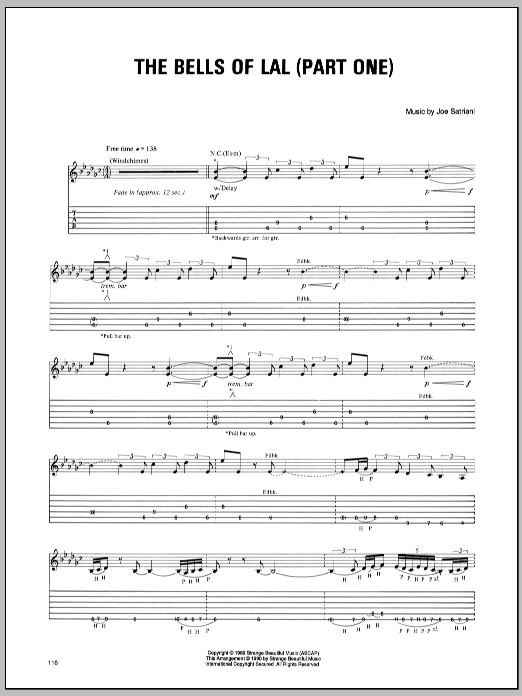 Learn to play Joe Satriani Bells Of Lal (Part One) sheet music for Guitar Tab in minutes. Joe Satriani Bells Of Lal (Part One) sheet music preview music notes and score for Guitar Tab including 2 page(s)