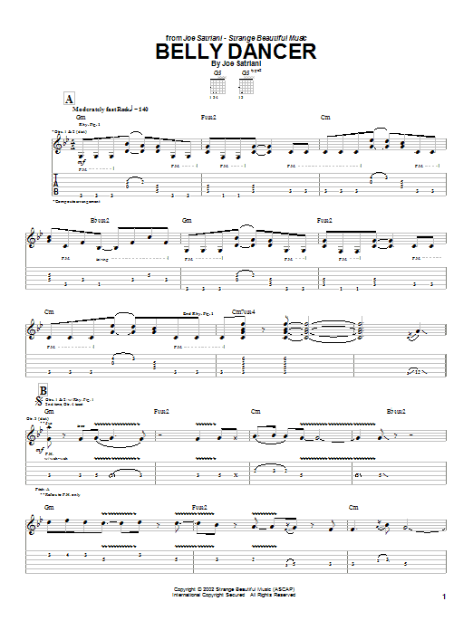 Joe Satriani Belly Dancer sheet music preview music notes and score for Guitar Tab including 16 page(s)