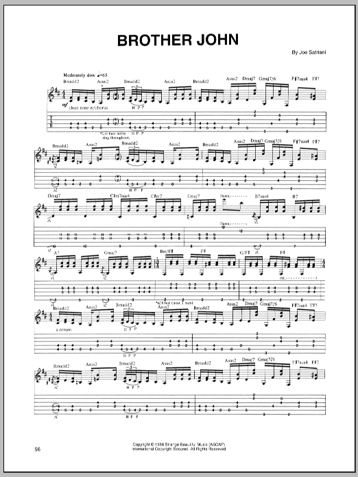 Joe Satriani Brother John sheet music preview music notes and score for Guitar Tab including 2 page(s)