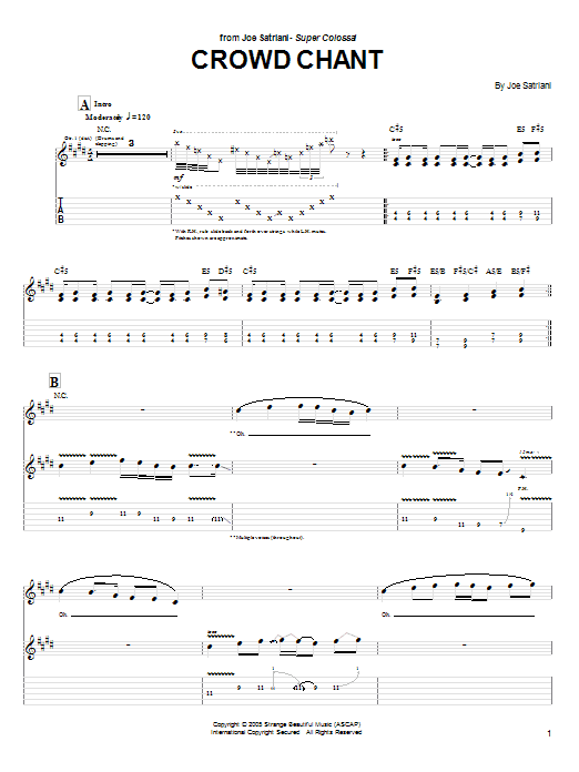 Learn to play Joe Satriani Crowd Chant sheet music for Guitar Tab in minutes. Joe Satriani Crowd Chant sheet music preview music notes and score for Guitar Tab including 7 page(s)