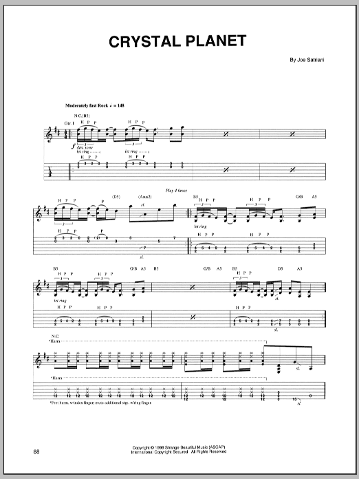 Learn to play Joe Satriani Crystal Planet sheet music for Guitar Tab in minutes. Joe Satriani Crystal Planet sheet music preview music notes and score for Guitar Tab including 9 page(s)