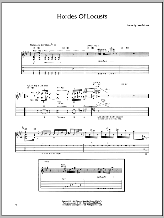 Joe Satriani Hordes Of Locusts sheet music preview music notes and score for Guitar Tab including 7 page(s)