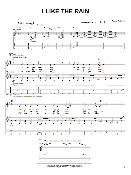 Learn to play Joe Satriani I Like The Rain sheet music for Guitar Tab in minutes. Joe Satriani I Like The Rain sheet music preview music notes and score for Guitar Tab including 6 page(s)