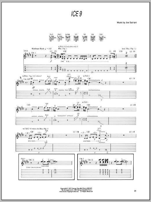 Learn to play Joe Satriani Ice 9 sheet music for Guitar Tab in minutes. Joe Satriani Ice 9 sheet music preview music notes and score for Guitar Tab including 6 page(s)