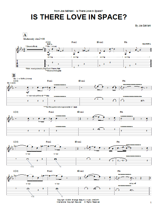 Learn to play Joe Satriani Is There Love In Space? sheet music for Guitar Tab in minutes. Joe Satriani Is There Love In Space? sheet music preview music notes and score for Guitar Tab including 8 page(s)