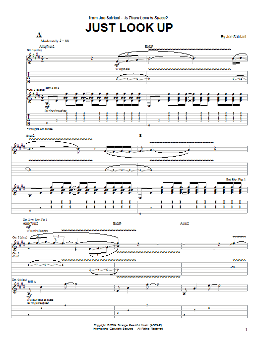 Learn to play Joe Satriani Just Look Up sheet music for Guitar Tab in minutes. Joe Satriani Just Look Up sheet music preview music notes and score for Guitar Tab including 8 page(s)
