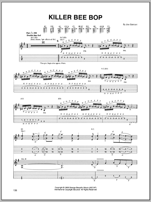 Learn to play Joe Satriani Killer Bee Bop sheet music for Guitar Tab in minutes. Joe Satriani Killer Bee Bop sheet music preview music notes and score for Guitar Tab including 9 page(s)
