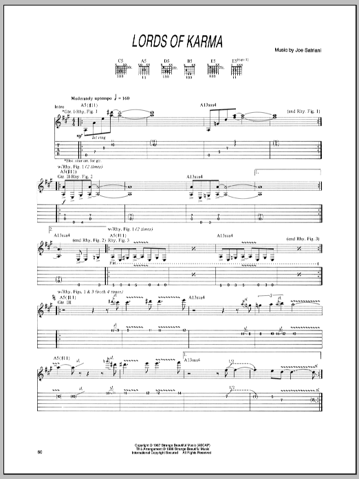 Joe Satriani Lords Of Karma sheet music preview music notes and score for Guitar Tab including 7 page(s)