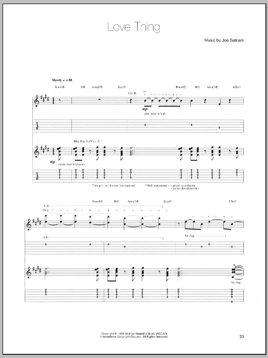 Learn to play Joe Satriani Love Thing sheet music for Guitar Tab in minutes. Joe Satriani Love Thing sheet music preview music notes and score for Guitar Tab including 8 page(s)