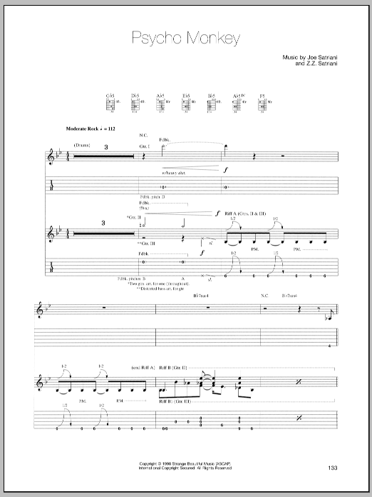 Learn to play Joe Satriani Psycho Monkey sheet music for Guitar Tab in minutes. Joe Satriani Psycho Monkey sheet music preview music notes and score for Guitar Tab including 10 page(s)