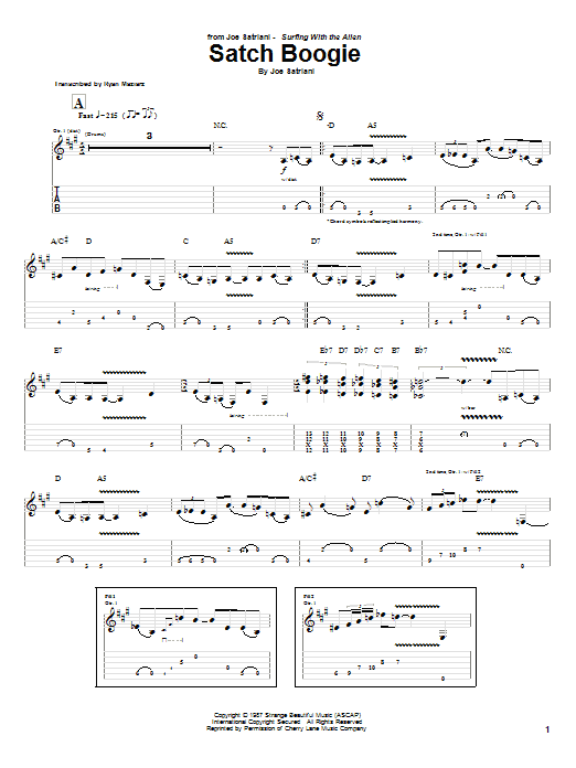Learn to play Joe Satriani Satch Boogie sheet music for Guitar Tab in minutes. Joe Satriani Satch Boogie sheet music preview music notes and score for Guitar Tab including 10 page(s)
