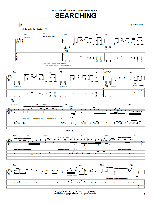 Learn to play Joe Satriani Searching sheet music for Guitar Tab in minutes. Joe Satriani Searching sheet music preview music notes and score for Guitar Tab including 15 page(s)