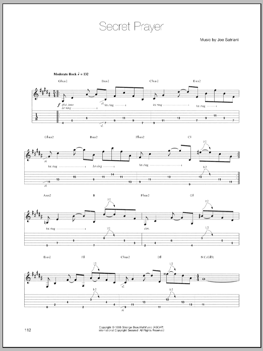 Learn to play Joe Satriani Secret Prayer sheet music for Guitar Tab in minutes. Joe Satriani Secret Prayer sheet music preview music notes and score for Guitar Tab including 8 page(s)