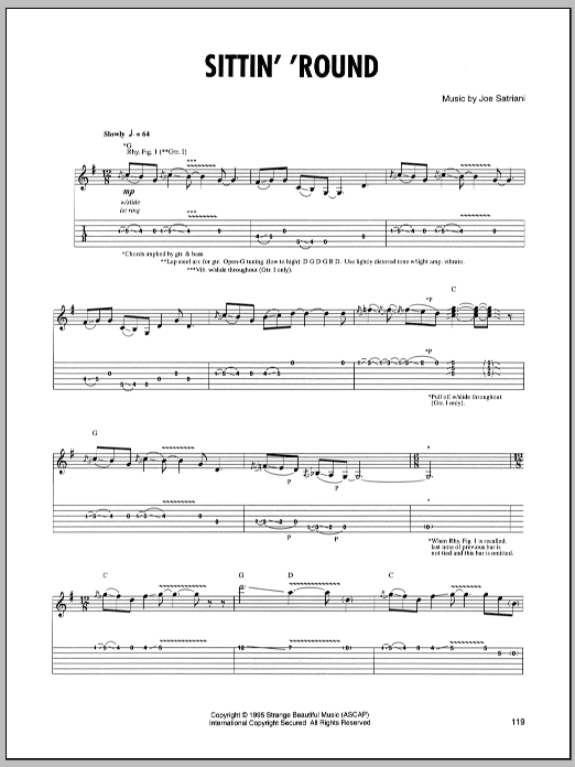Learn to play Joe Satriani Sittin' Round sheet music for Guitar Tab in minutes. Joe Satriani Sittin' Round sheet music preview music notes and score for Guitar Tab including 5 page(s)