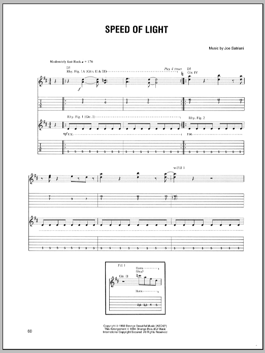 Joe Satriani Speed Of Light sheet music preview music notes and score for Guitar Tab including 10 page(s)