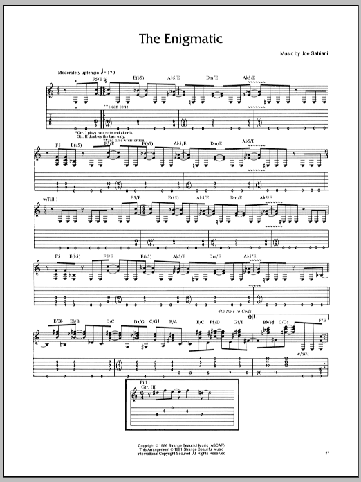 Learn to play Joe Satriani The Enigmatic sheet music for Guitar Tab in minutes. Joe Satriani The Enigmatic sheet music preview music notes and score for Guitar Tab including 5 page(s)