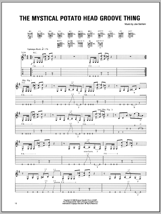 Learn to play Joe Satriani The Mystical Potato Head Groove Thing sheet music for Guitar Tab in minutes. Joe Satriani The Mystical Potato Head Groove Thing sheet music preview music notes and score for Guitar Tab including 10 page(s)