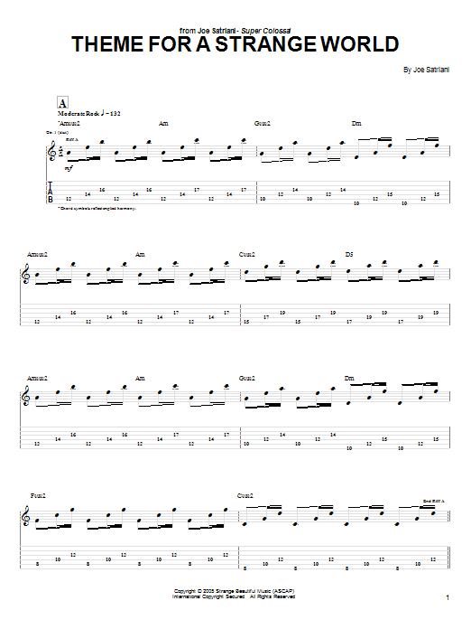 Learn to play Joe Satriani Theme For A Strange World sheet music for Guitar Tab in minutes. Joe Satriani Theme For A Strange World sheet music preview music notes and score for Guitar Tab including 10 page(s)