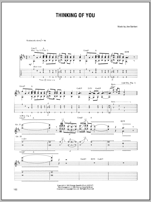 Learn to play Joe Satriani Thinking Of You sheet music for Guitar Tab in minutes. Joe Satriani Thinking Of You sheet music preview music notes and score for Guitar Tab including 6 page(s)