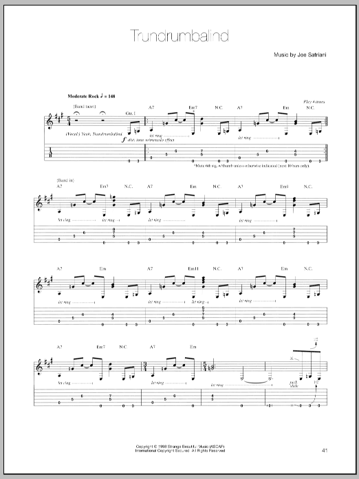 Joe Satriani Trundrumbalind sheet music preview music notes and score for Guitar Tab including 12 page(s)