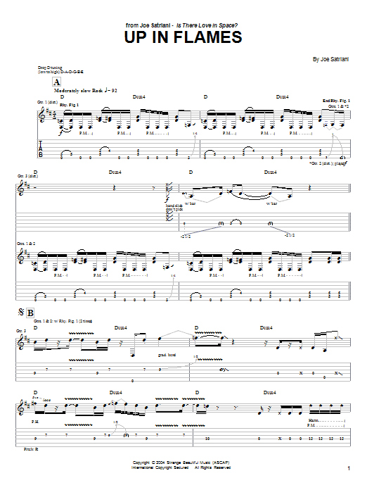 Learn to play Joe Satriani Up In Flames sheet music for Guitar Tab in minutes. Joe Satriani Up In Flames sheet music preview music notes and score for Guitar Tab including 11 page(s)