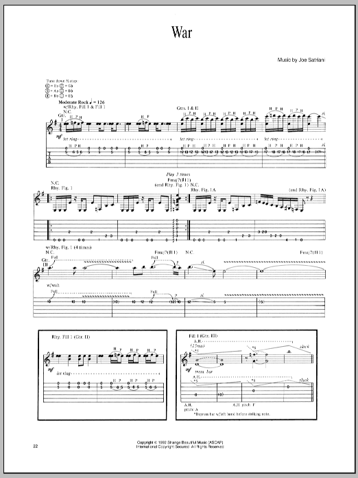 Learn to play Joe Satriani War sheet music for Guitar Tab in minutes. Joe Satriani War sheet music preview music notes and score for Guitar Tab including 14 page(s)