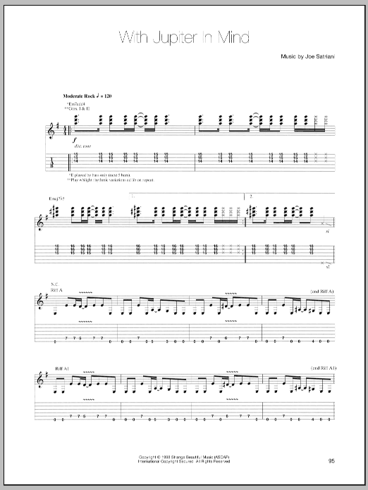 Learn to play Joe Satriani With Jupiter In Mind sheet music for Guitar Tab in minutes. Joe Satriani With Jupiter In Mind sheet music preview music notes and score for Guitar Tab including 17 page(s)