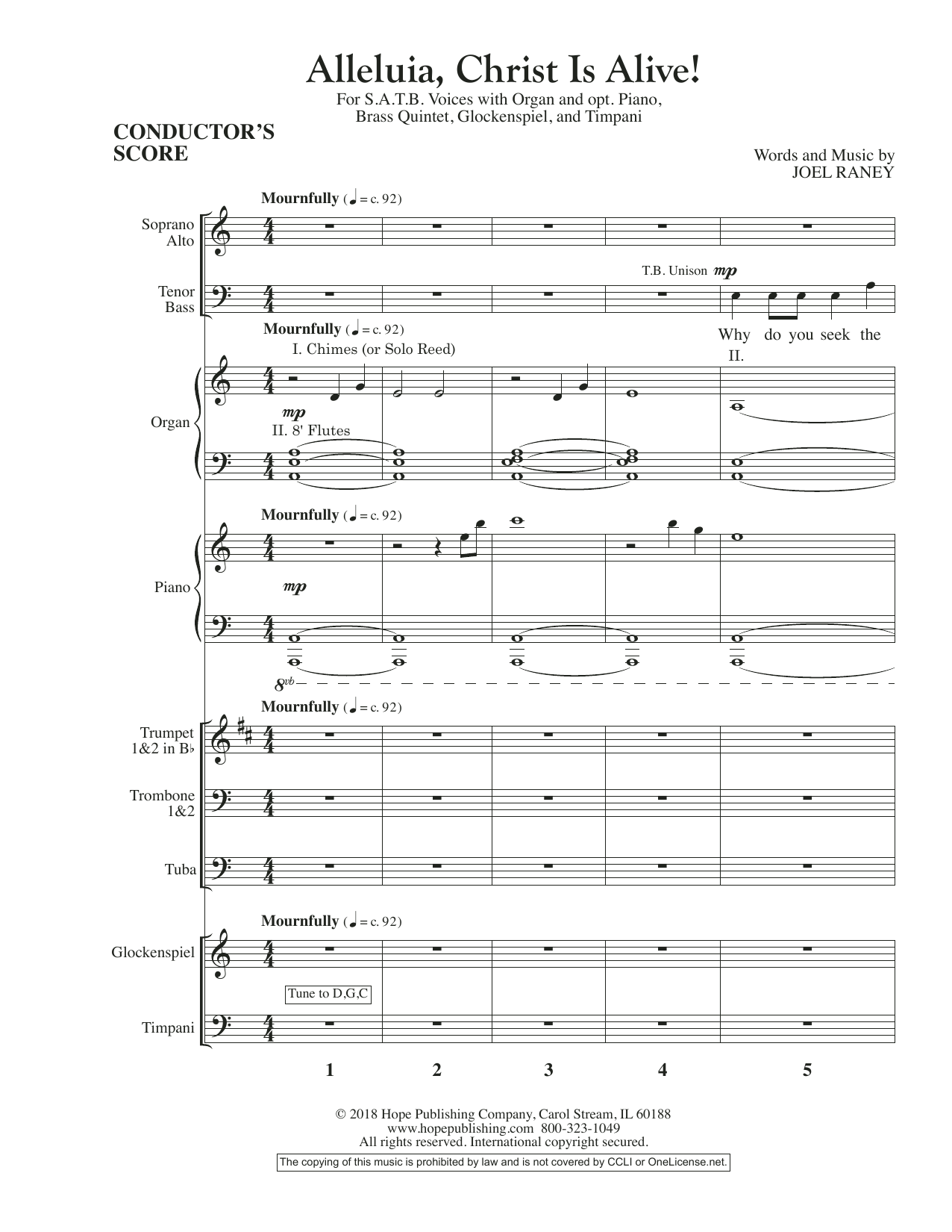 Joel Raney Alleluia, Christ Is Alive! - Full Score sheet music, chords, lyrics - Printable PDF for Choir Instrumental Pak