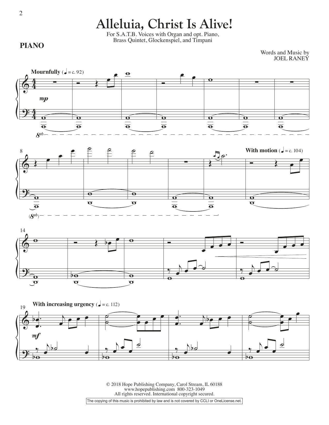 Joel Raney Alleluia, Christ Is Alive! - Piano sheet music, chords, lyrics - Printable PDF for Choir Instrumental Pak