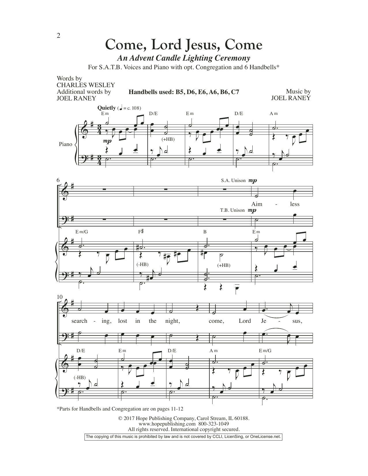 Joel Raney Come, Lord Jesus, Come sheet music, chords, lyrics - Printable PDF for SATB Choir