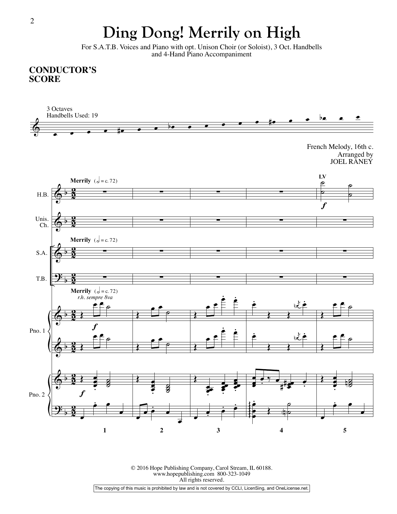 Joel Raney Ding Dong! Merrily On High - Full Score sheet music, chords, lyrics - Printable PDF for Choir Instrumental Pak