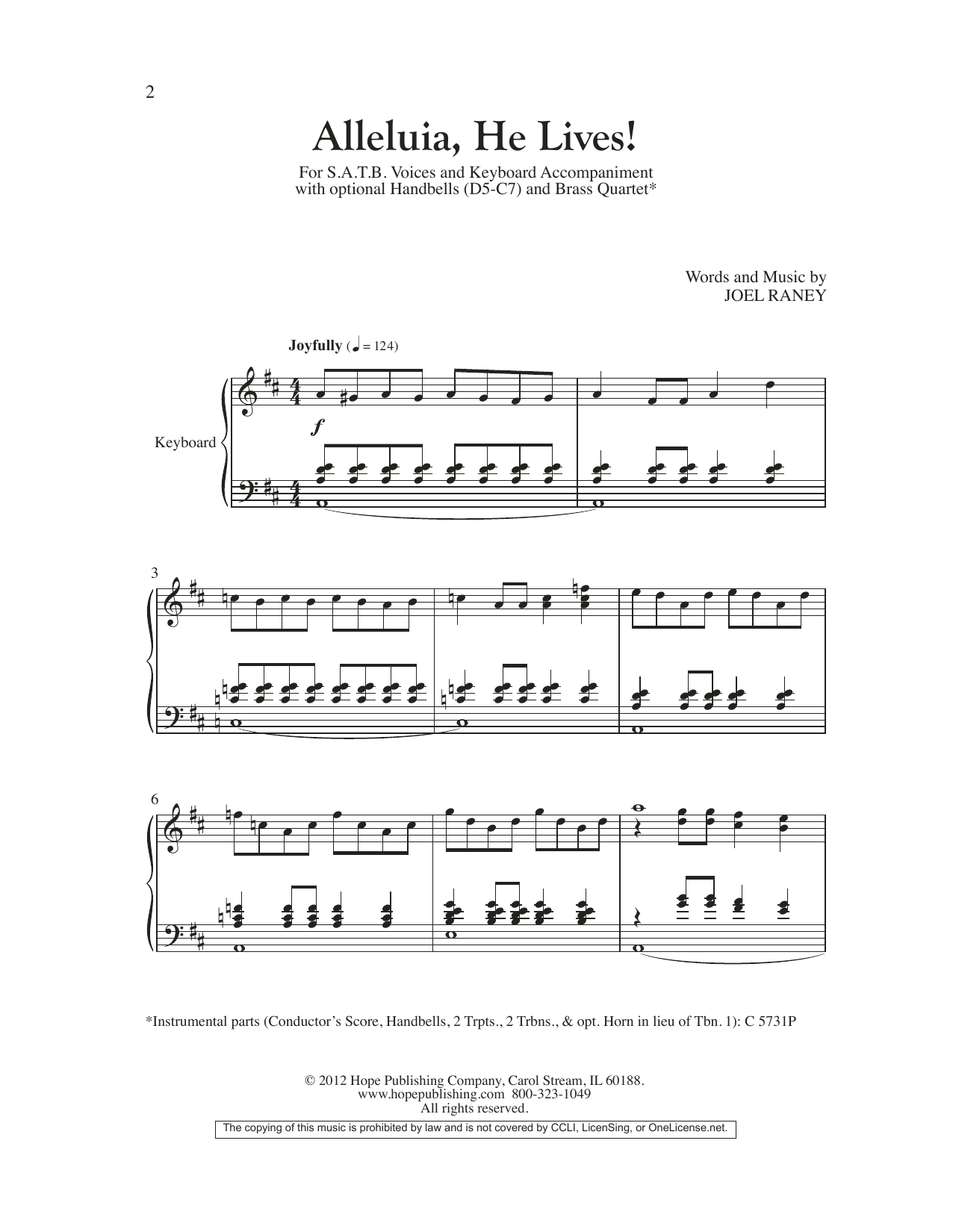 Joel Raney Alleluia, He Lives sheet music preview music notes and score for Choir including 11 page(s)