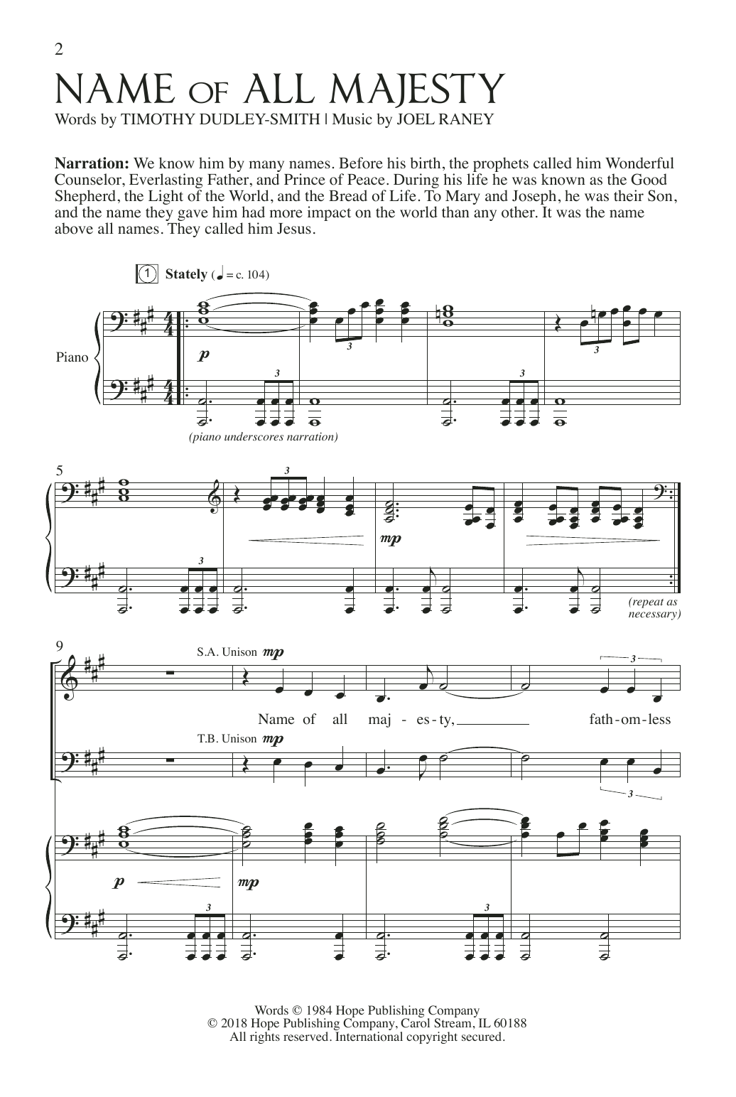 Learn to play Joel Raney At His Name sheet music for Choir in minutes. Joel Raney At His Name sheet music preview music notes and score for Choir including 72 page(s)