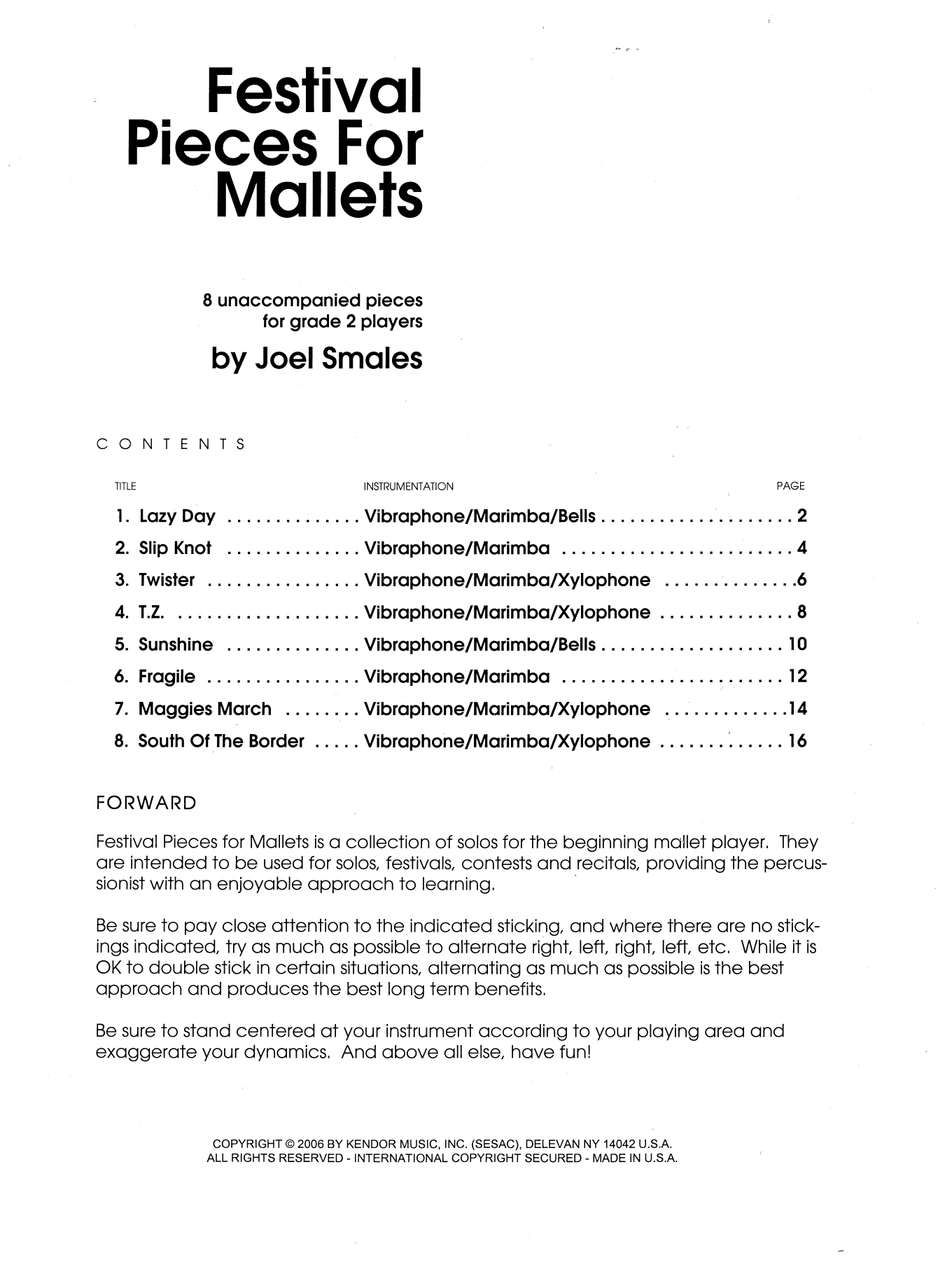 Learn to play Joel Smales Festival Pieces For Mallets sheet music for Percussion Solo in minutes. Joel Smales Festival Pieces For Mallets sheet music preview music notes and score for Percussion Solo including 18 page(s)