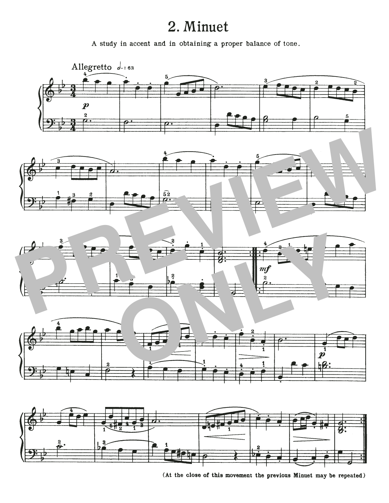 Johann Sebastian Bach Minuet In G Minor, BWV Anh. 115 sheet music, chords, lyrics - Printable PDF for Piano Solo