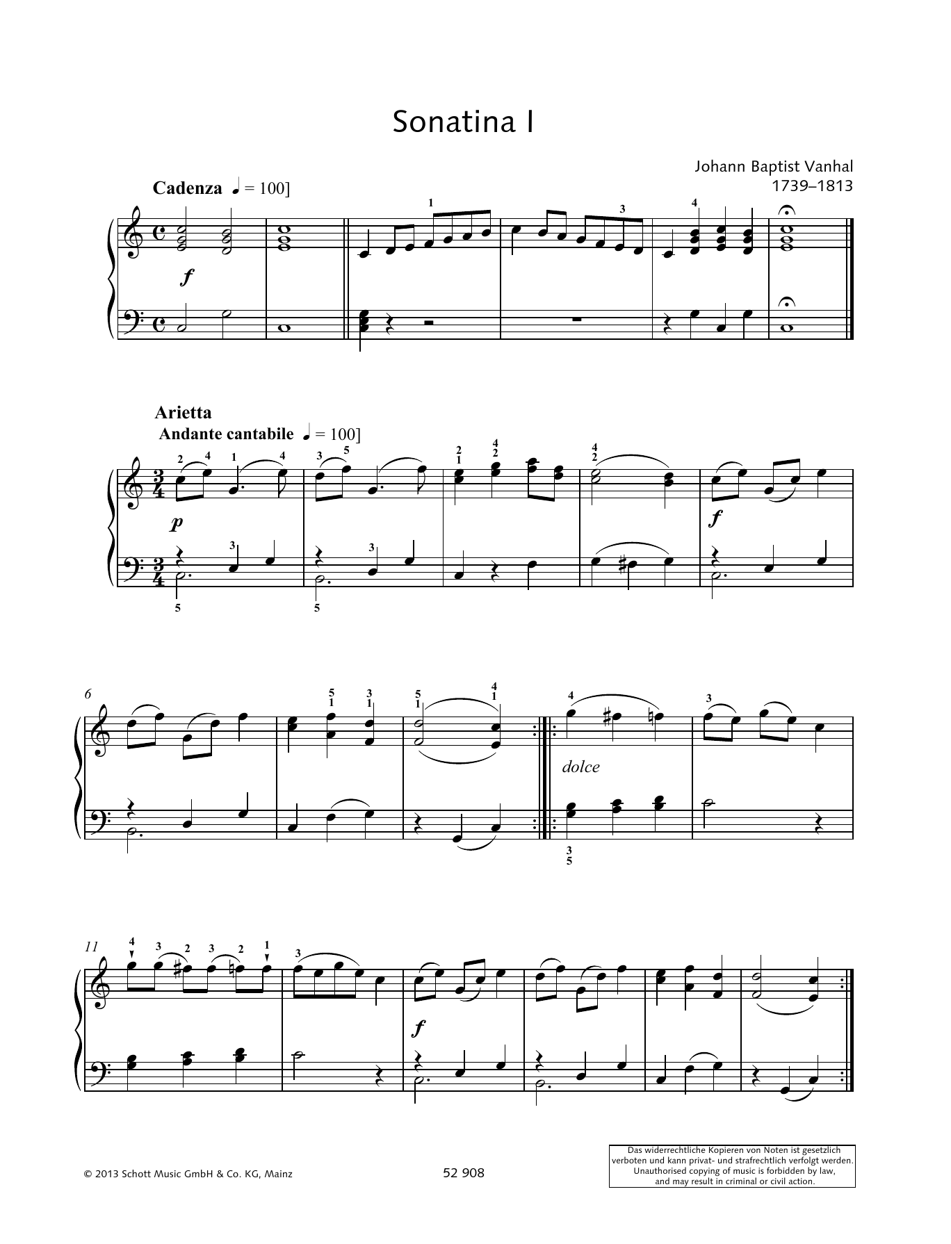 Learn to play Johann Baptist Vanhal Sonatina I sheet music for Piano Solo in minutes. Johann Baptist Vanhal Sonatina I sheet music preview music notes and score for Piano Solo including 2 page(s)