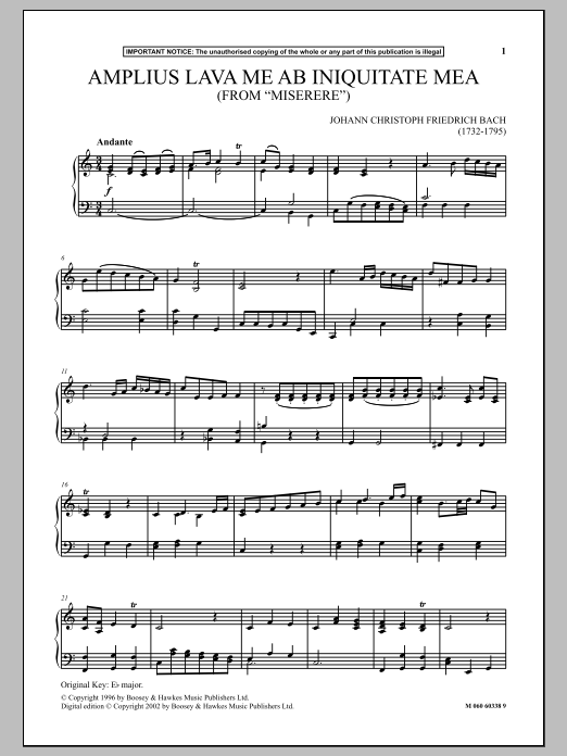 Learn to play Johann Christoph Friedrich Bach Amplius Lava Me Ab Iniquitate Mea (from Miserere) sheet music for Piano & Vocal in minutes. Johann Christoph Friedrich Bach Amplius Lava Me Ab Iniquitate Mea (from Miserere) sheet music notes and chords